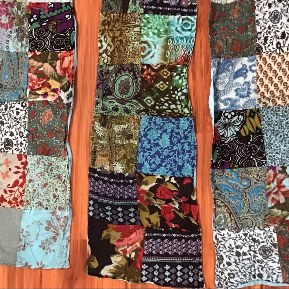 Colorful Patchwork Scarf Stole Wrap Table Runner Throw Lined 80” * 12”